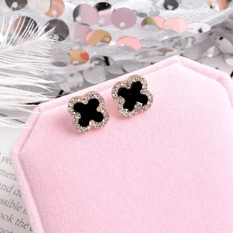 925 Silver Four-Leaf Clover Star Earrings, Korean Style, Slim Design for Women