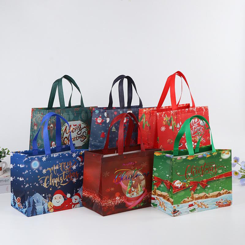 1pcs Christmas Gift Bag Santa Claus Non-woven Candy Gift Packaging Tote Bag Christmas Party Supplies Happy New Year