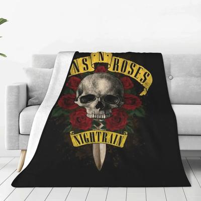 Pături moi, durabile, de călătorie, Guns N Roses, pătură cu craniu, cuțit de groază, flanel, cuvertură de pat canapea pat drăguță husă de canapea extensibilă