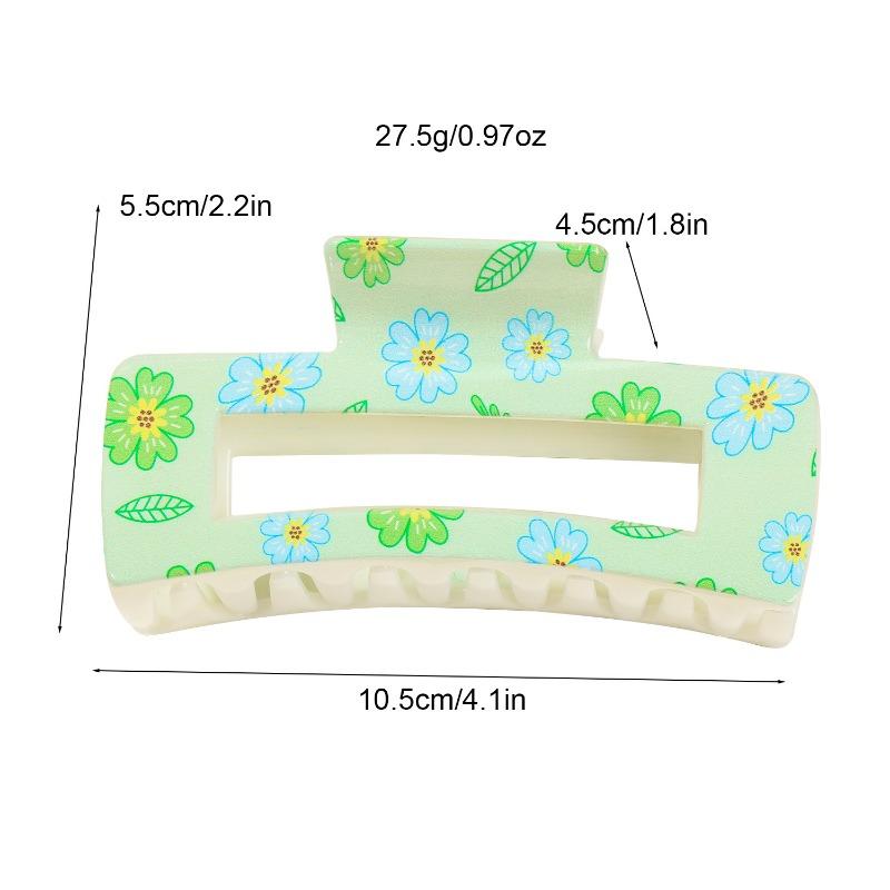 Uv-printed Square Hair Clips with A High-end Look. The Shark Clip Is Half-tied At The Back of The Head