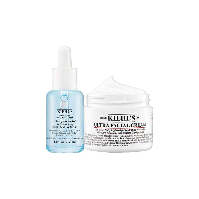 Kiehl s Clearly Corrective™ Daily Re-texturizing Triple Acid Peel And Ultra Facial Cream Serum 30ml + Cream 50ml