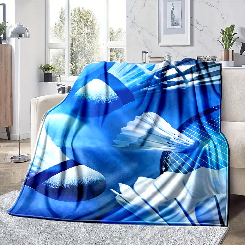 badminton Theme Printed Blanket - Perfect for Couch, Bed, Travel & Outdoor Use | Machine Washable, Cozy & Durable.