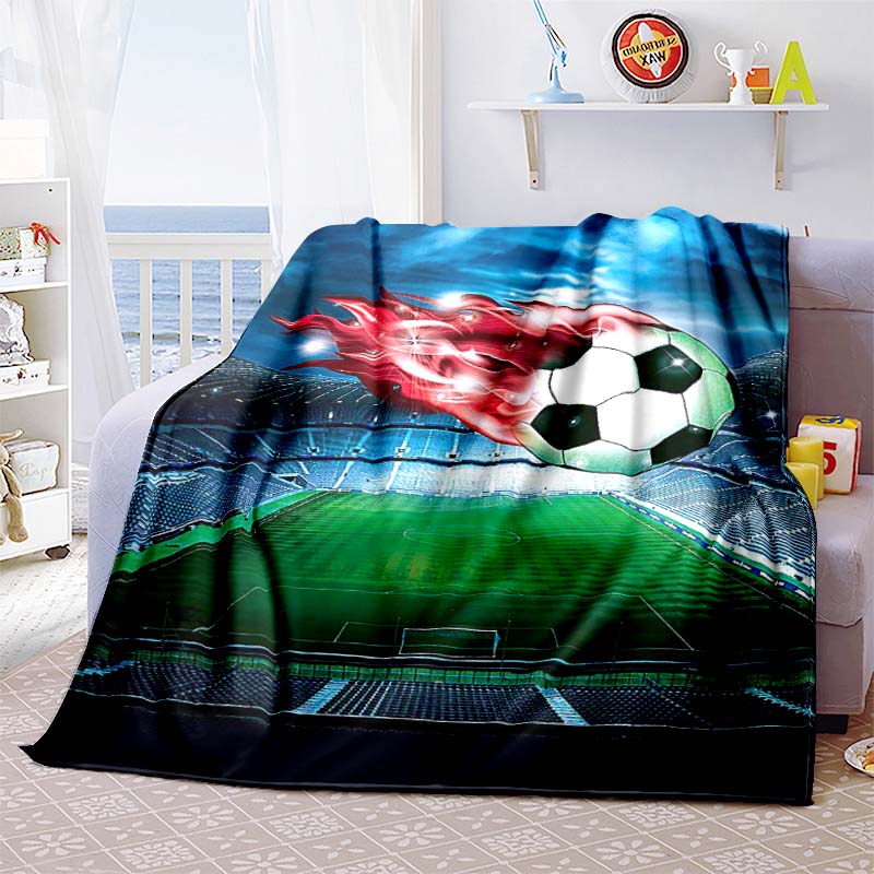 3DPersonalized Football (Soccer) Blanket Custom Name Flannel Throw Soft Warm for Bed, Sofa, Travel Gift for Fans All-Season Use