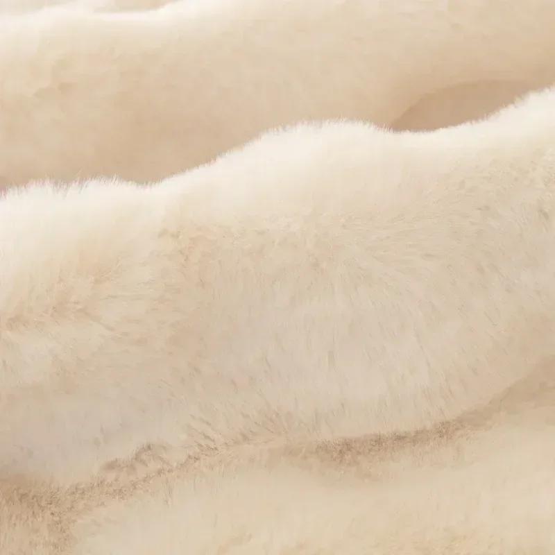 Luxury Imitation Rabbit Plush Sofa Towel Winter Warm Fluffy Throw Blanket Super Soft Smooth Thicken Velvet Sofa Cover