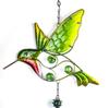 Charms Lucky Hummingbird Kingfisher Crystal Ball Bell Sound Dangle Metal Wind Chime Pendant Fairy Garden Balcony Hanging Decor