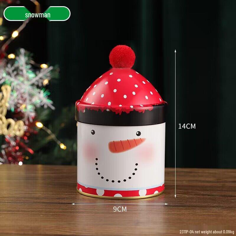 Personalized Christmas Candy Bucket with Reindeer & Snowman Tin - Festive Children's Gift Storage Hat Box
