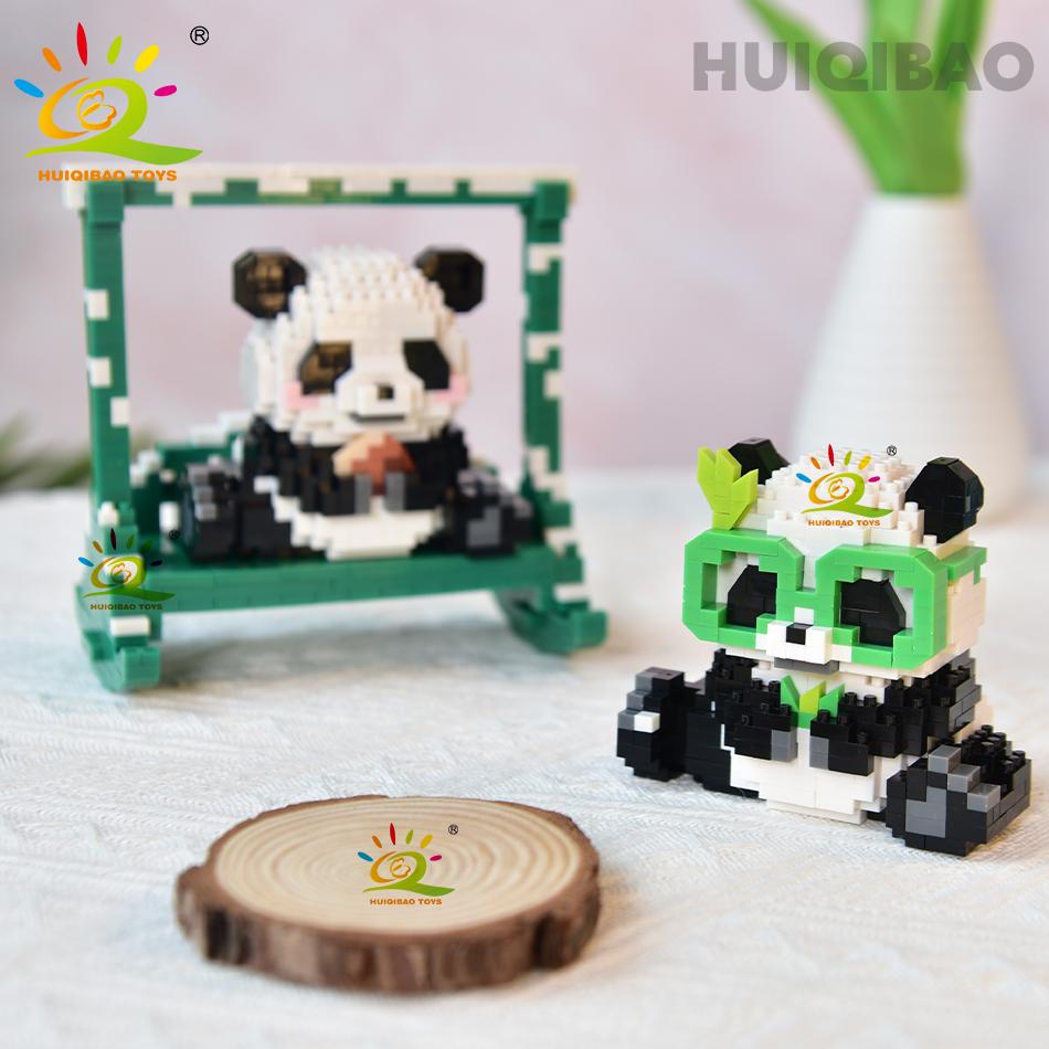 Non-Toxic Diy Cute Panda Shape Micro Model Building Blocks Set City Creativity Zoo Animal Mini Bricks Toys For Children Kid Gift