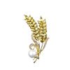 Elegant Rhinestone Wheat Ear Brooch Pin for Women Men Fashion Clothes Suit Shining Accessories Party Brooches Jewelry Gifts
