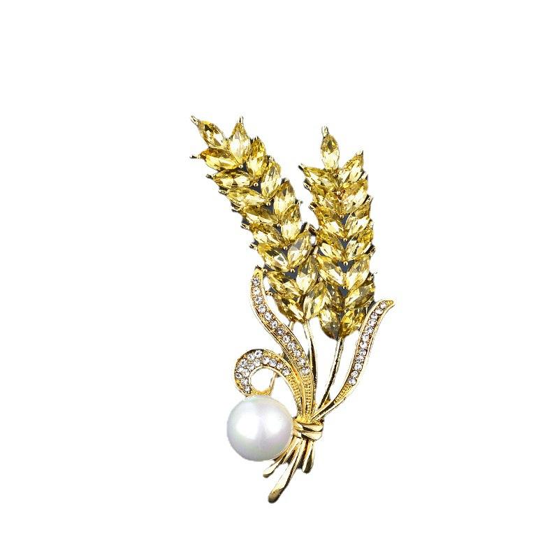 Elegant Rhinestone Wheat Ear Brooch Pin for Women Men Fashion Clothes Suit Shining Accessories Party Brooches Jewelry Gifts