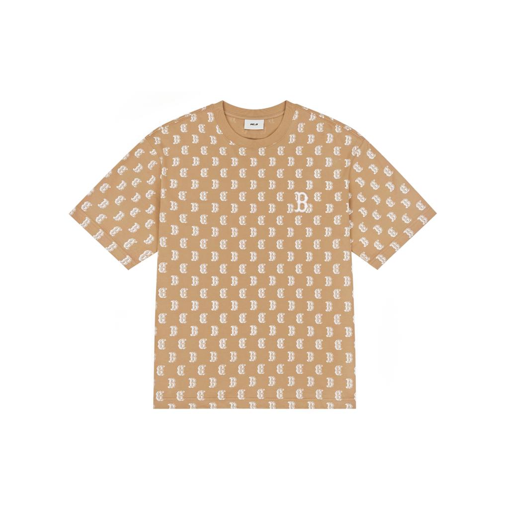 New MLB MONOGRAM Collection Fashion Sports Collection T Shirt Unisex Light Camel 3ATSM0243-43CAL