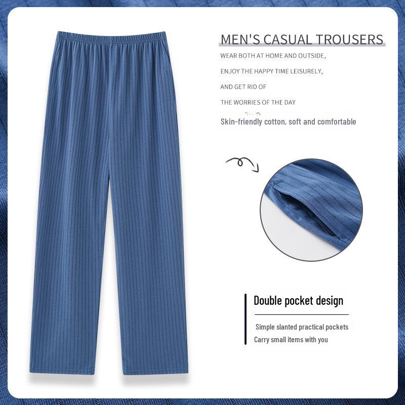 Men's Cotton Pajama Pants: Comfortable, Thin, Korean-Style, Loose-Fit for Spring, Autumn, and Winter.