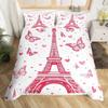 Vintage Eiffel Tower Duvet Cover Set Modern 3D Paris Theme Bedding Sets World Famous City Landscape Comforter Cover Quilt Cover