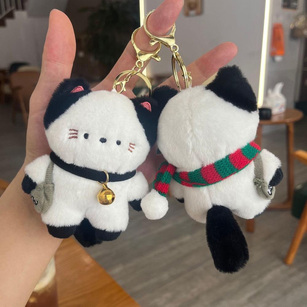 Glockenkatze Plüsch Schlüsselanhänger Schal Plüschkatze Puppe Schlüsselanhänger Zierlich Plüschkatze Tasche Anhänger Geschenk für Paare