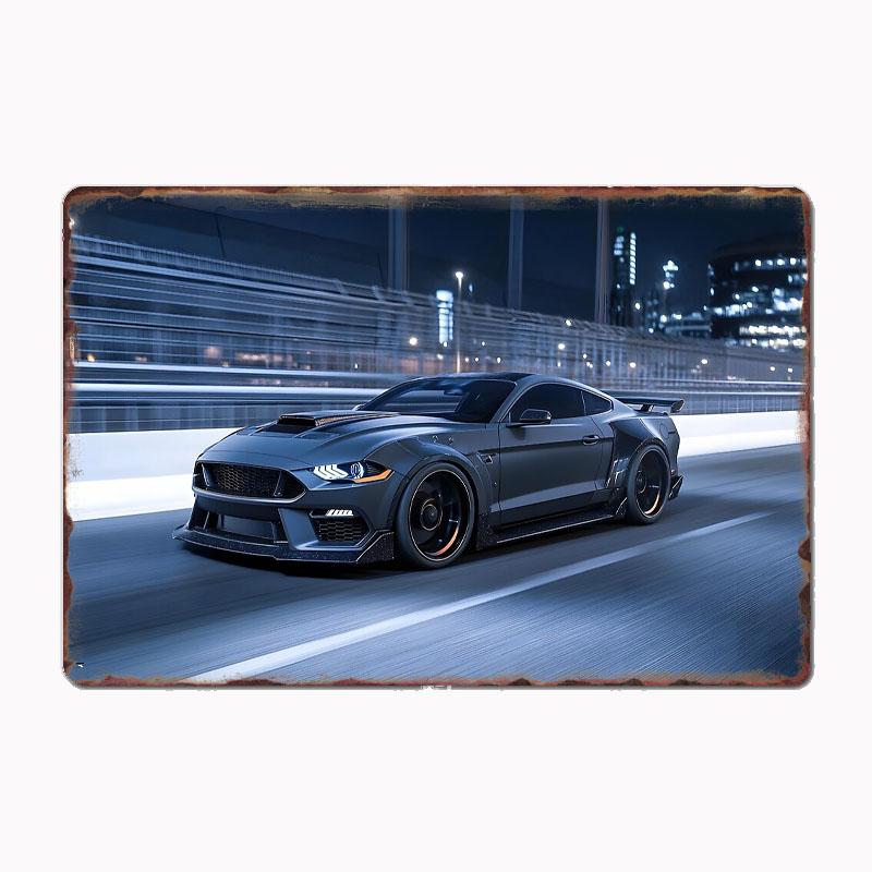Spirit of The GT Mustang Dark Horse Race Car Racer Retro Metal Sign Poster Garage Indoor Room Decor Club Tin Home Wall Decor