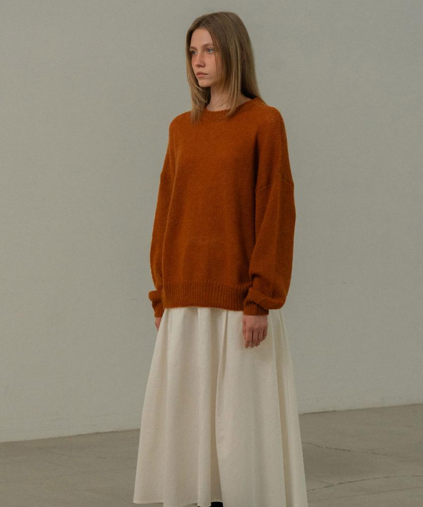 Mosyupamosyu Mohair Wool Round Knit [Brick]