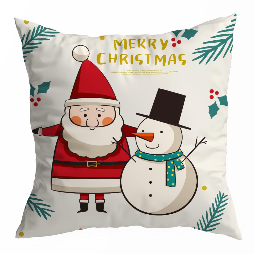 Christmas Pillowcase Cartoon Santa Claus Home Sofa Car Cushion Printed Pillowcase