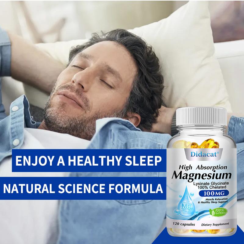 Highly absorbable magnesium glycine 100 mg, muscle relaxant, 120 capsules