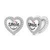 New 925 Silver Pink Heart Shape Women Earrings Brilliant Wedding Engagement Star Earrings Jewelry Gift
