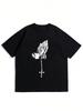T-shirt à manches courtes unisexe avec impression Geste de prière et Croix