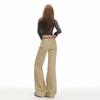 Women's Khaki Micro-Flared Casual Pants - Loose Fit, Autumn Retro Slimming Jeans