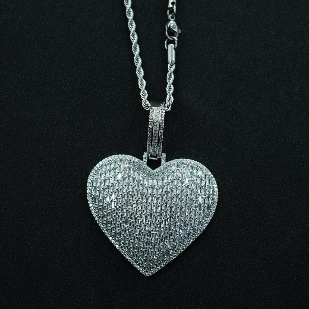Hip Hop New Product T-Square Love Pendant European and American Street Trend Zircon Pendant Accessories Necklace