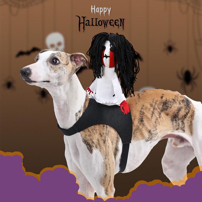 Dog Ghost Saddle Costume Halloween Dress-Up Pet Costumes Dog Halloween Cosplay Pet Ghost Riding Outfit Stylish Novelty Halloween S