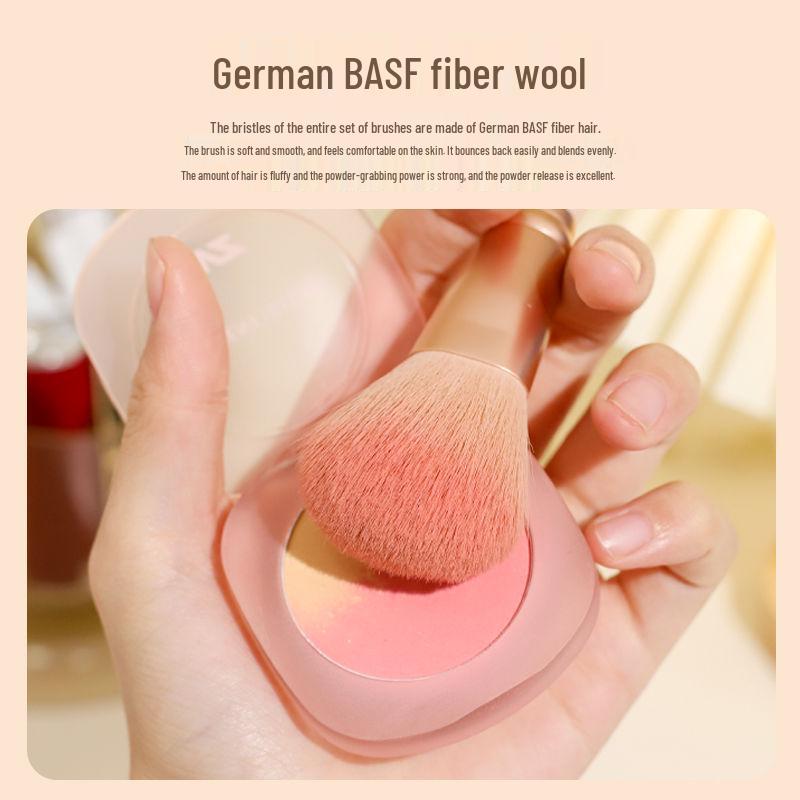 Kompletní Super Měkká Sada Štětců na Make-up na Vlasy se Zrcátkem: Přenosné štětce na sypký pudr a oční stíny v krabičce