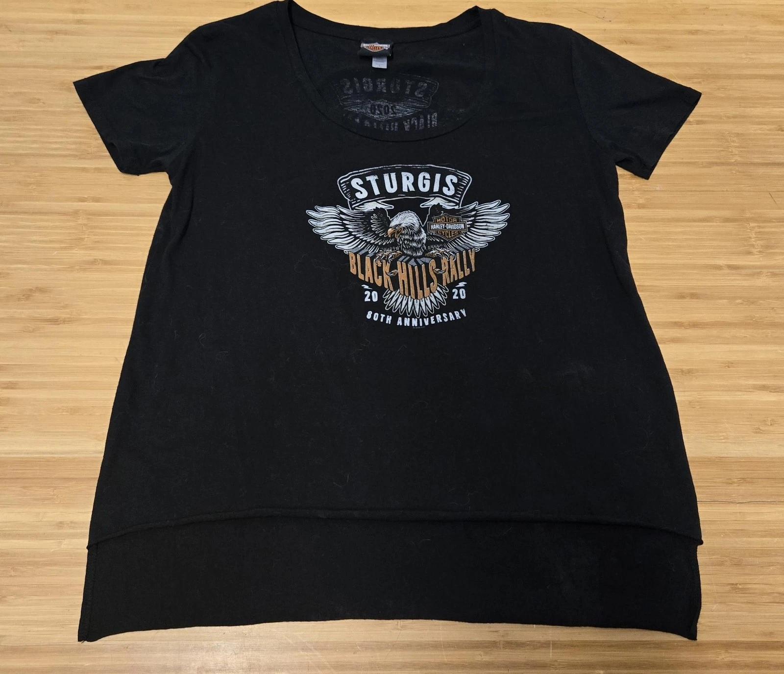 Harley-Davidson Sturgis Shirt Womens Large Black Hills Rally 2020 Eagle 80th M