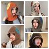 Neck Guard Flower Balaclava Hat Wool Knitted Pullover Hat Casual Ear Protection Hat  Winter/Autumn
