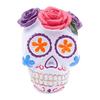 Day of The Dead Floral Skull Statue Colorful Flower Patterned Human Head Bone Model Resin Sugar Skull Figurine for Halloween Home Tabletop Decor
