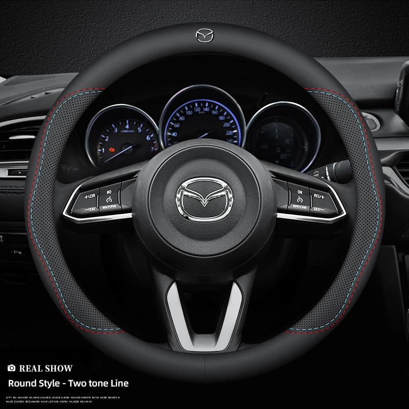 AAET1 38cm Nappa Leather Anti Slip Car Steering Wheel Cover For Mazda Speed 2 3 5 6 Atenza CX80 CX70 CX90 CX3 CX5 CX8 MX30 CX60 CX30