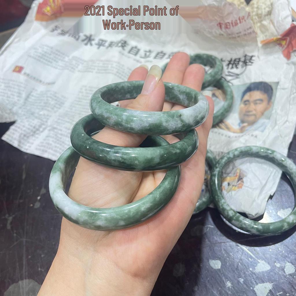 Guizhou Light Green Jadeite Bangle: Jade Stone Bracelet with Floating Flower Design & Certificate for Women