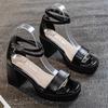 Fashion 2025 Summer New Open Toe Women's Cover Heel Sandals Square Toe Chunky Heels Buckle Strap Sandals for Platform Fashion Dress