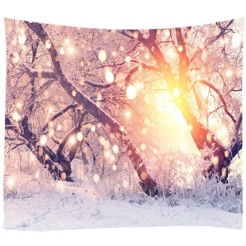 Snowy Pine Forest Tapestry for Living Room and Bedroom Wall Decor - Soft and Cozy Home Decor with Easy Installation