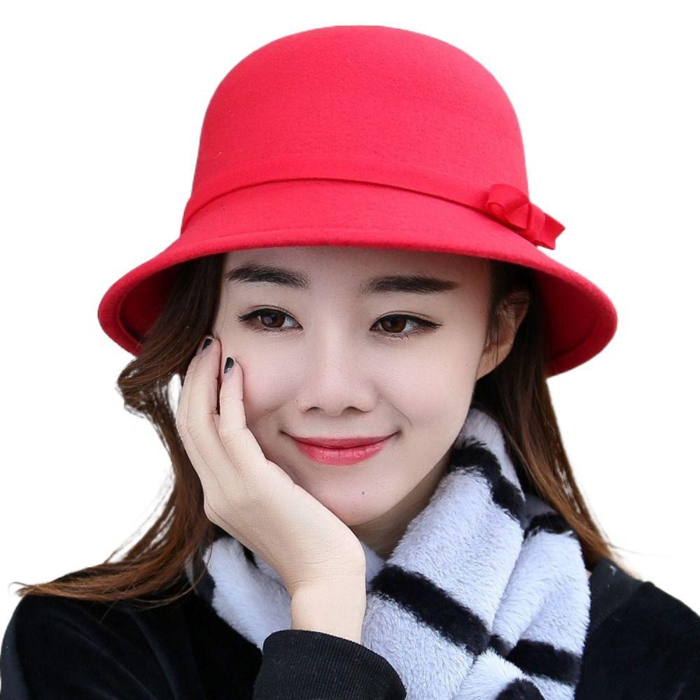 Cap Brim Bowler Fedora Hats Women Vintage Retro Hat Autumn Winter Warm Hat Wool Felt Bucket Cap Church Bowler Cloche Hats