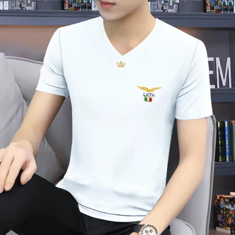 Men's Quick-Dry Ice Silk V-Neck Loose Short-Sleeve T-Shirt - Breathable and Versatile Summer Top