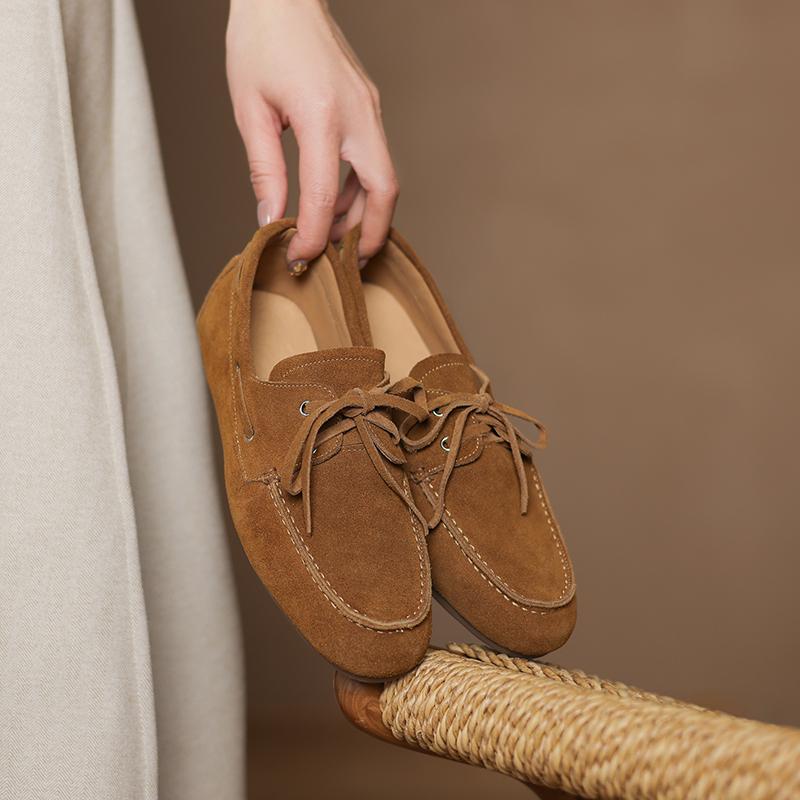Moda Moda Marca Scarpe Donna 2025 Primavera Nuovo Mocassini in Camoscio Vintage Décolleté Scarpe Piatti Casual da Donna Scarpe Singole Piatti Stile Britannico