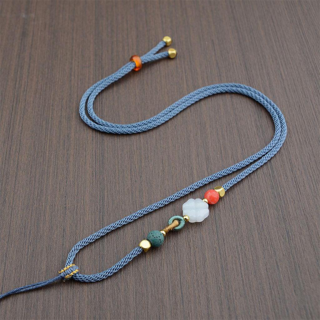 Adjustable Agate and Jade Pendant Necklace Chain for Men and Women