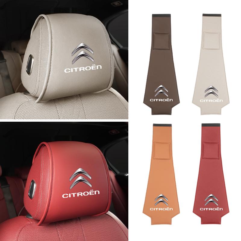 2Pcs Car Styling Neck Pillowcase Leather Headrest Storage Cover For Citroen C4 C3 C5 C1 C2 Berlingo Celysee Cactus Picasso