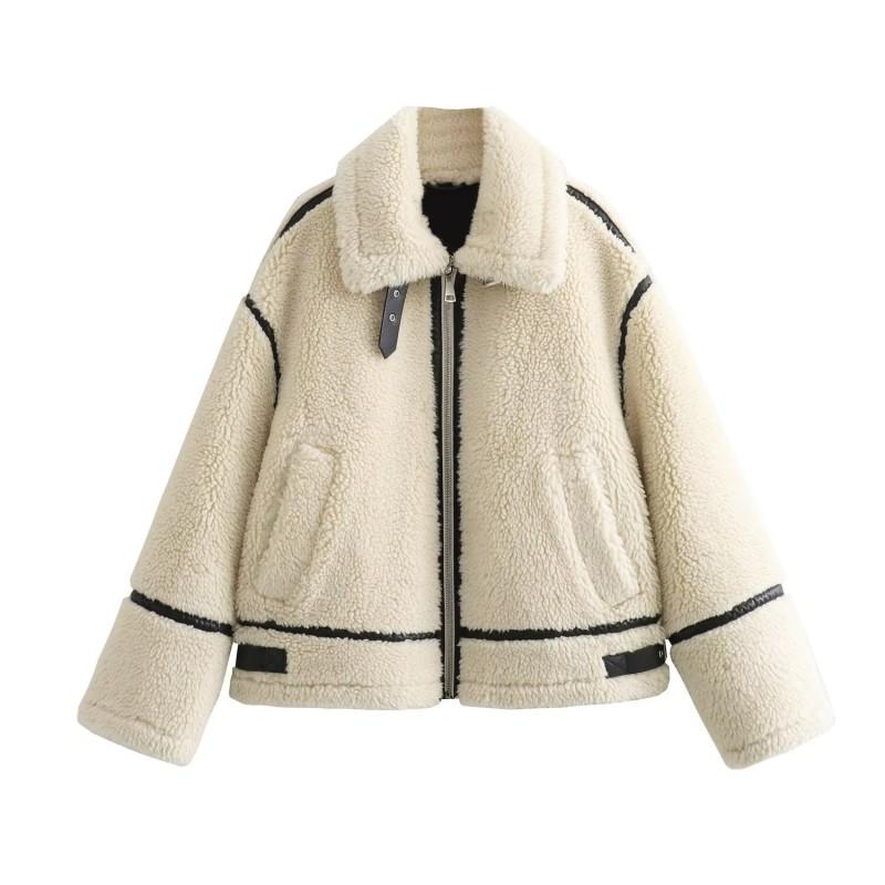 Y2K Style Womens Oversized Patchwork Fleece-Lined
