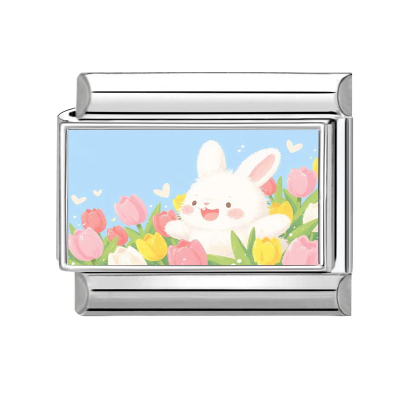 Y2K Lovely Animals Cat Dog Rabbit Moon Butterfly Flower Cactus Italian Charm Fit 9mm Stainless Steel DIY Making Bracelet Jewelry