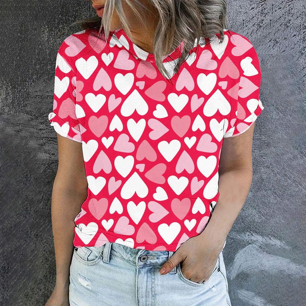 2023 Grenzüberschreitendes Sommer Herren Rundhals Kurzarm T-Shirt Liebe Damen 3D T-Shirt Digitaldruck Kurzarm Top