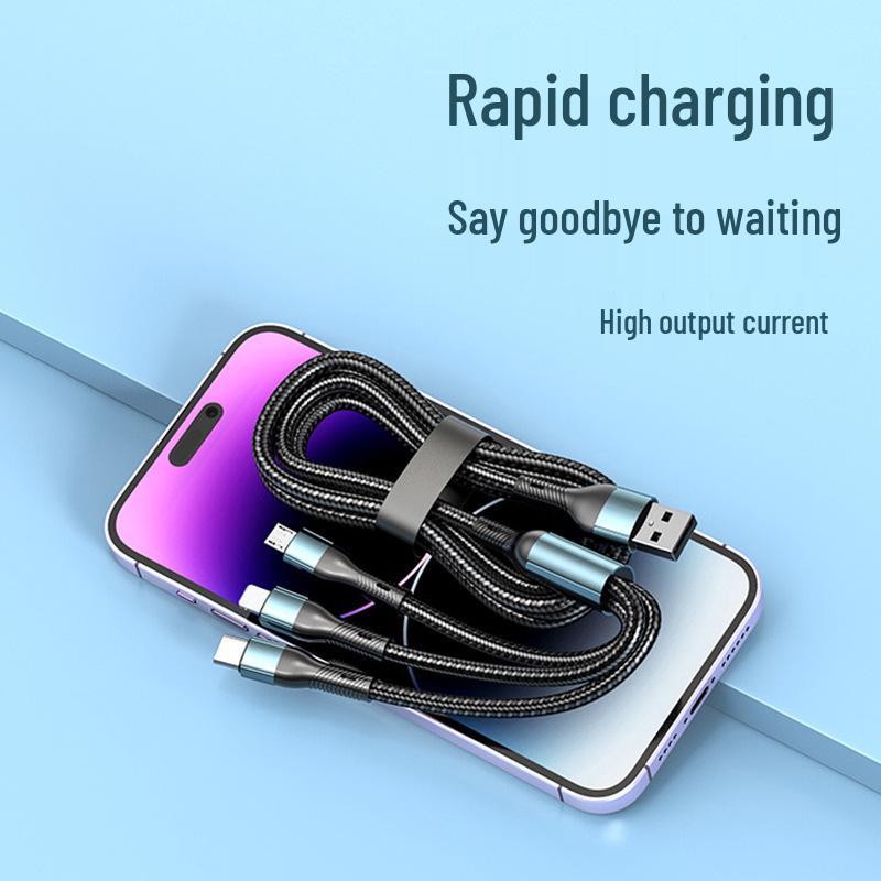 120W Triple-Head Fast Charging Cable for Apple, Huawei, Android Devices