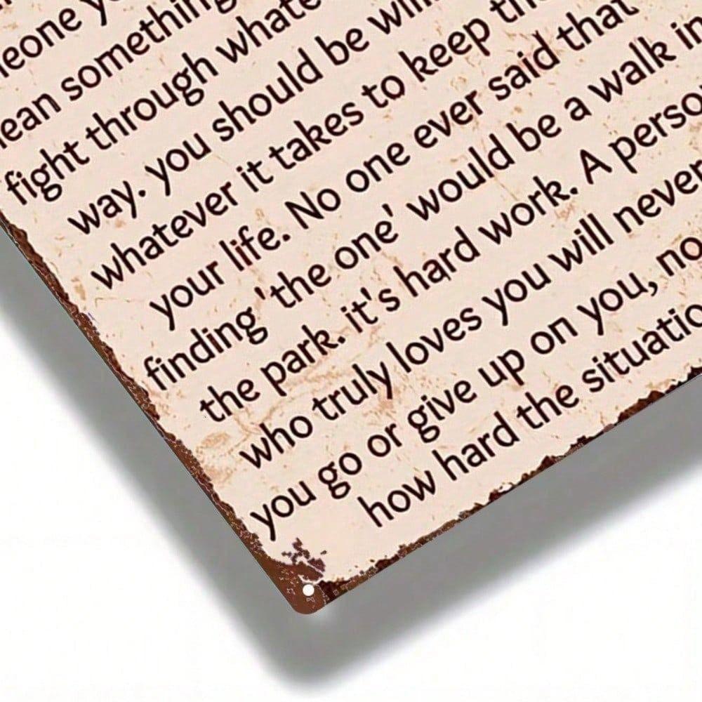 Vintage Metal Sign Motivational Quote Wall Art Home Decor