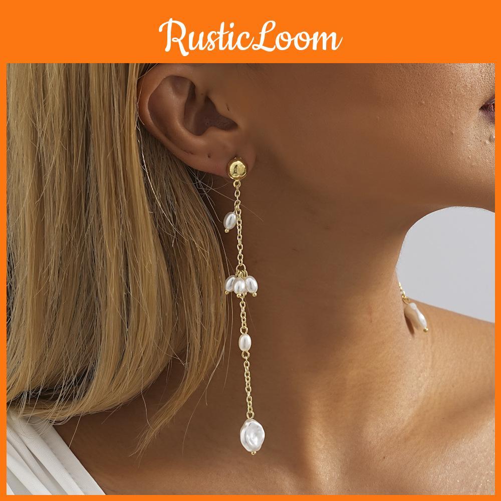 Chic Geometric Gold Pearl Earrings For Women Trendy And Design Versatile
