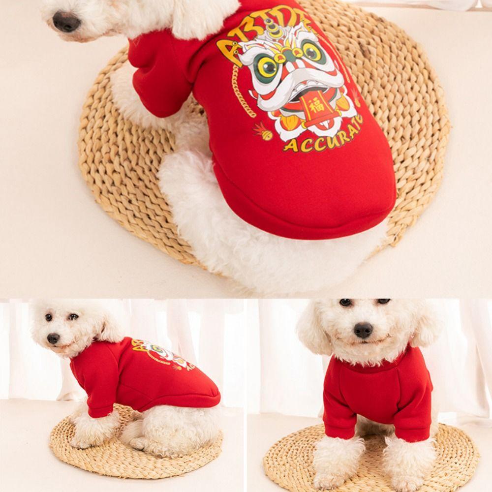 Polyester Dragon Cats Coat Chinese Style Puppy Sweatshirt  Spring Festival