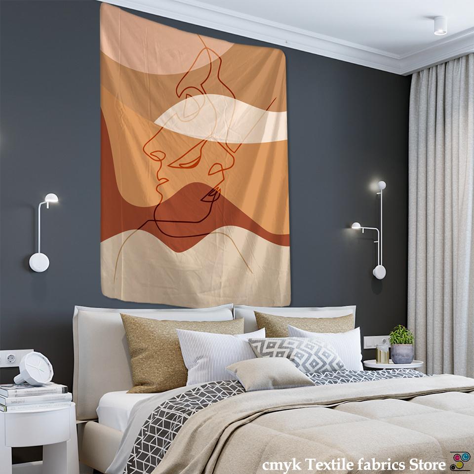 Linie Gesicht Wandteppich Hängen Graffiti Dekorative Bettdecke Böhmischen Ins Stil Möbel Schlafzimmer Kunst Teppich