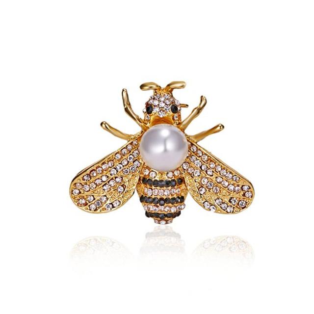 Voguish Stylish Enamel Insect Series Brooches Women Men Delicate Little Bee Pin Brooch Crystal Stone Rhinestone Brooches Pin Jewelry Souvenir