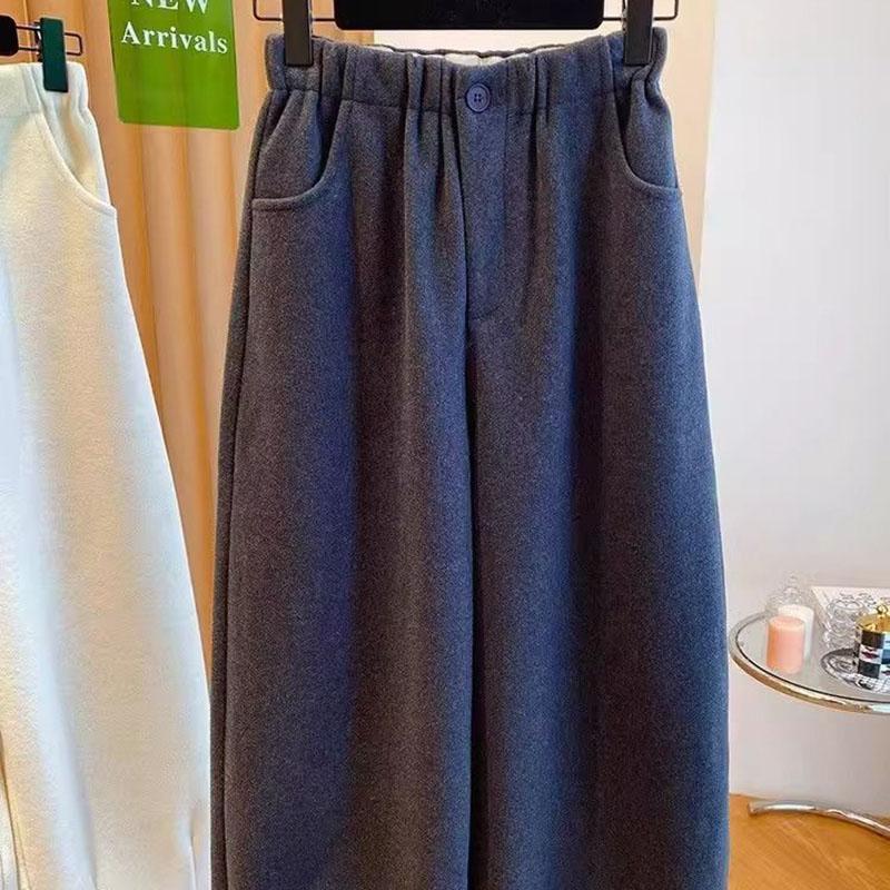 Pants for Women Thickened Stretchy Solid Colour Versatile Casual Elastic High Waist Long Trousers Pants