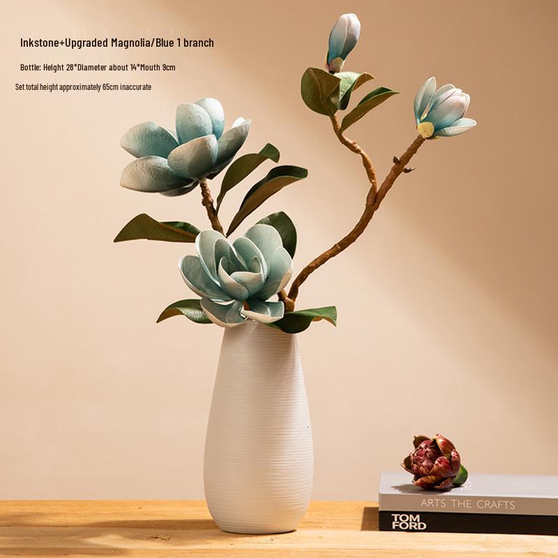 Composizione di fiori artificiali di magnolia: Set decorativo in ceramica per sala da pranzo o soggiorno